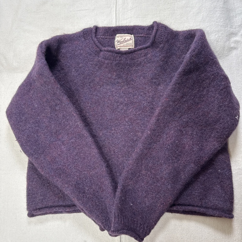 Vintage 90s Woolrich Sweater Womens Large Wool Granny Cottage Purple